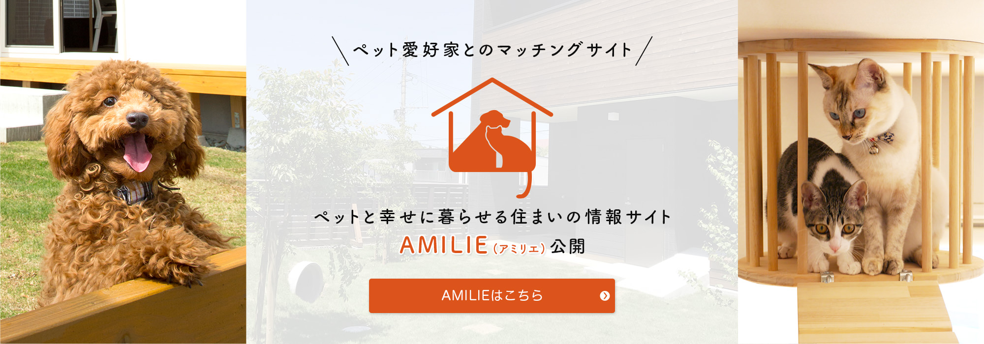 ペット愛好家とのマッチングサイト ペットと幸せに暮らせる住まいの情報サイト【AMILIE（アミリエ）】公開